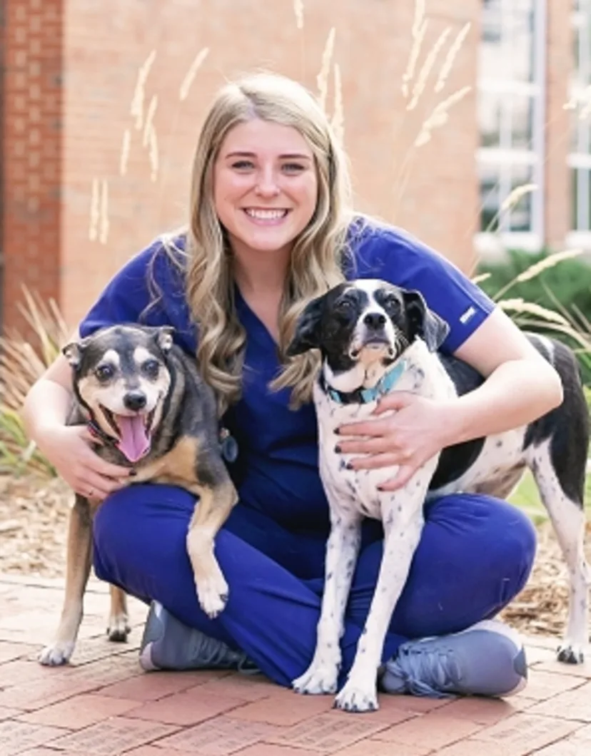 Dr. Andie Bashor with two dogs